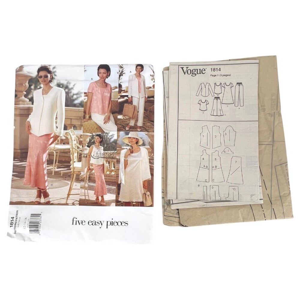 1996 Vogue 1814 Sewing Pattern Petite 12 14 16 Jacket Top Skirt Pant Dress UC FF